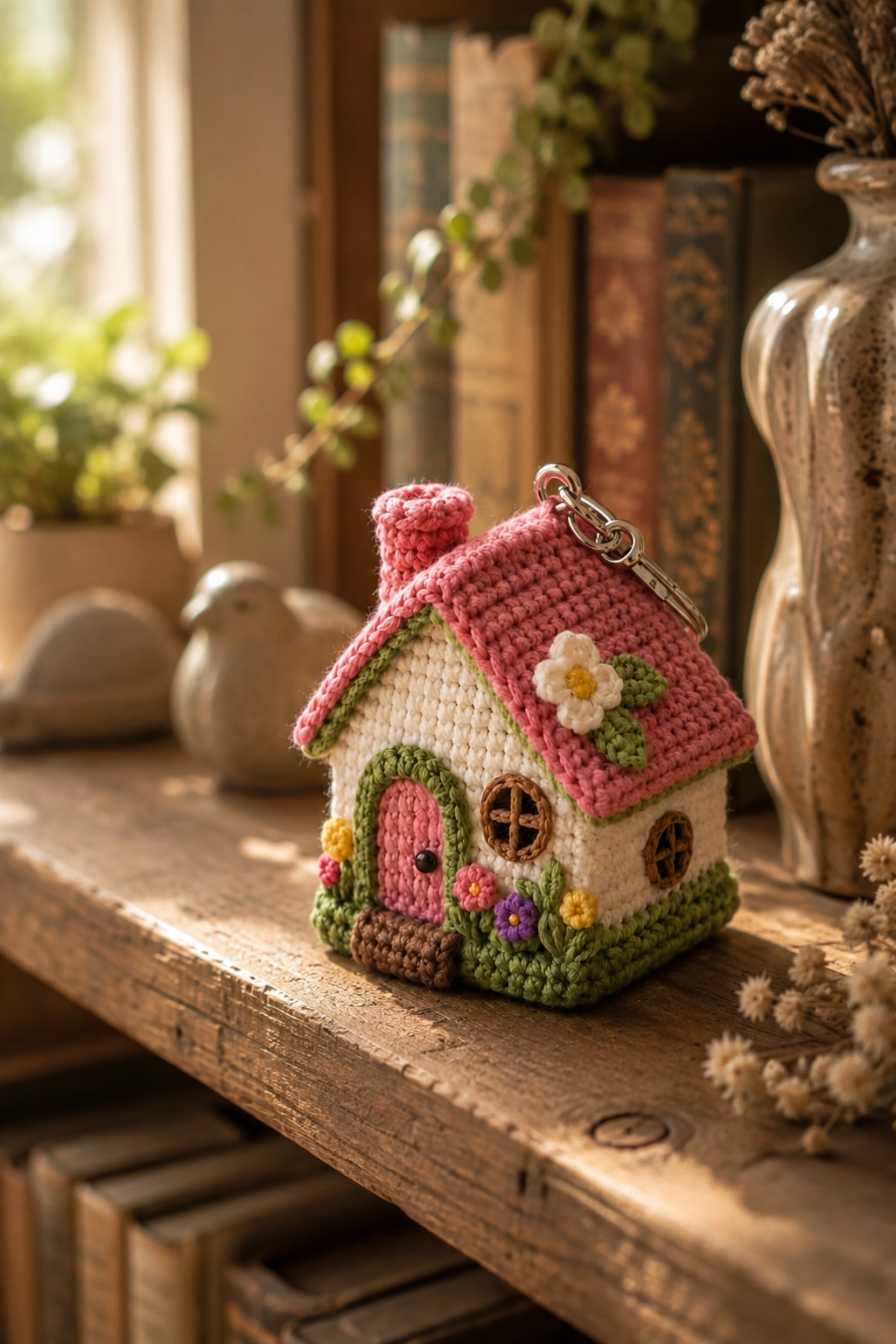 DIY Crochet Fairy House Keychain Free Pattern