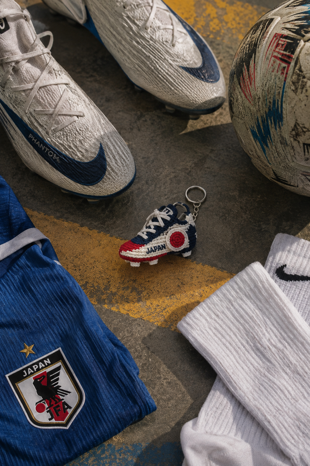 Mini Amigurumi Japan Football Boot Keychain Crochet