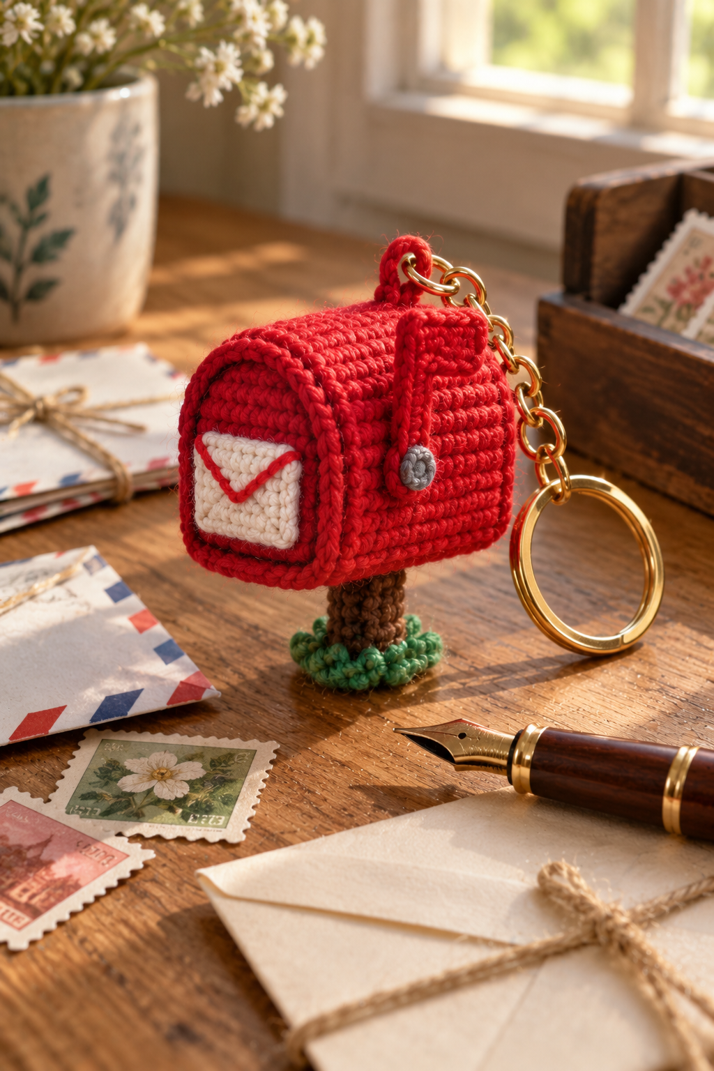Adorable Crochet Mailbox Keychain Free Pattern