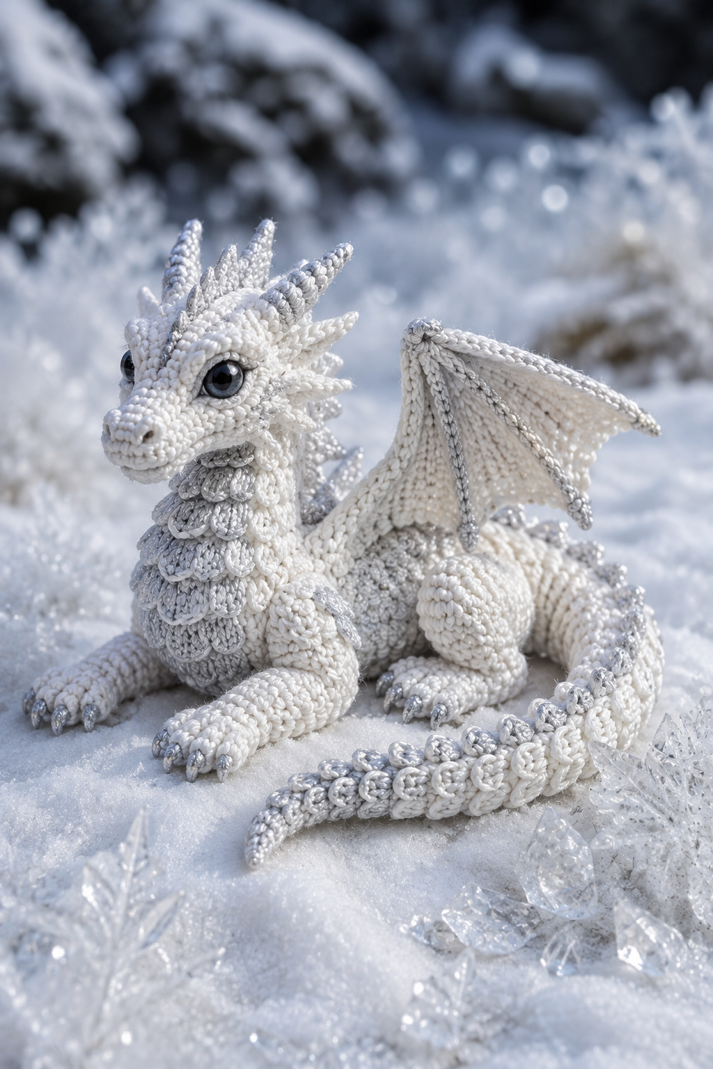 Icy Blue Magical Ice Dragon Crochet Beanie Pattern PDF