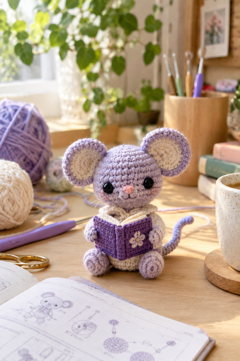 Adorable Crochet Reading Mouse Amigurumi Pattern Idea for Book Lovers