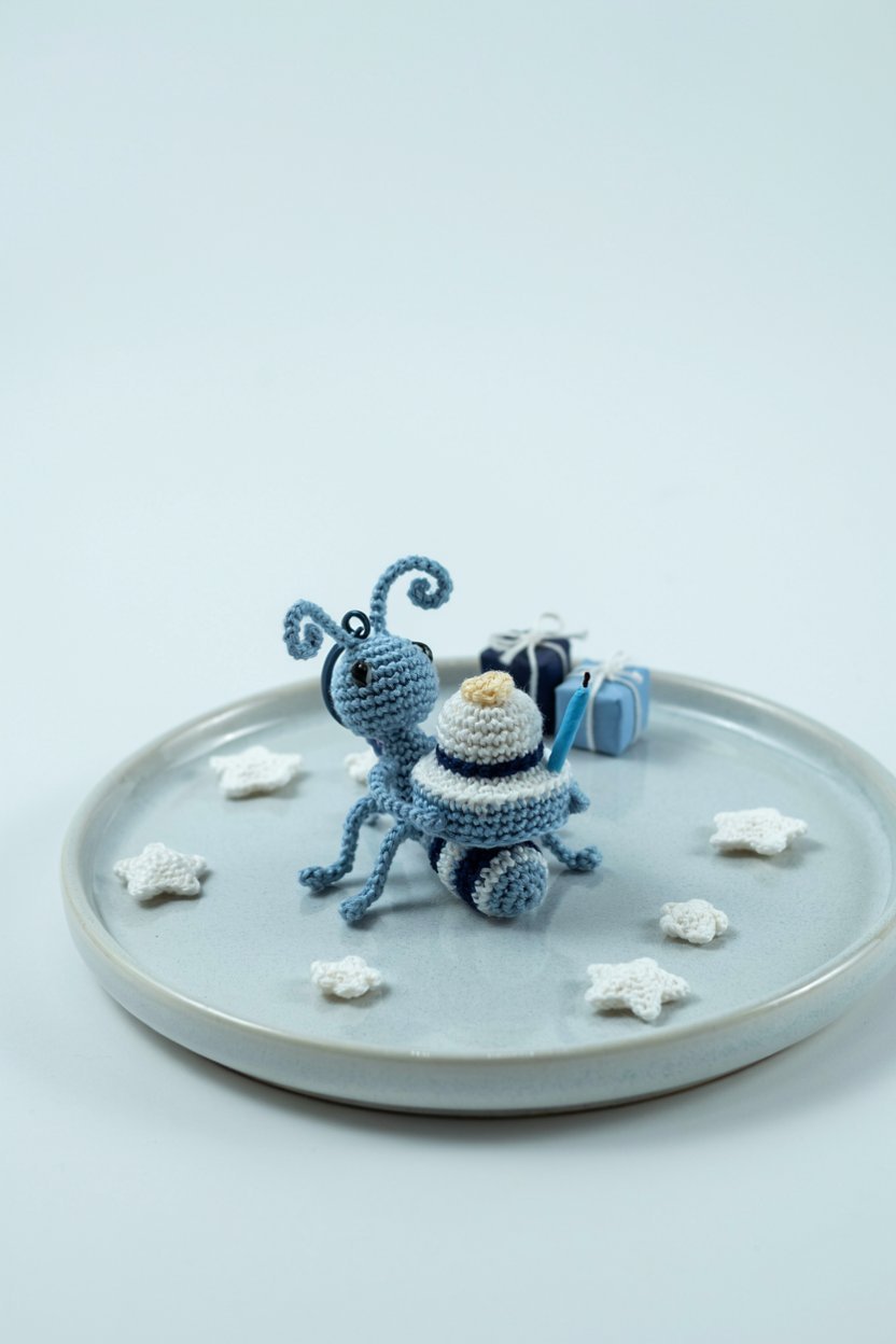 Mini Birthday Cake Crochet Ant Keychain Tutorial Idea